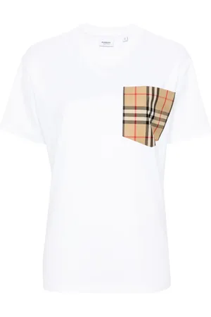 Burberry T-shirt in cotone con tasca Vintage Check