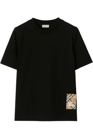 Burberry T-shirt con applicazione a quadri