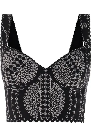 CHARO RUIZ IBIZA Top crop Goldie ricamato con orlo a smerlo