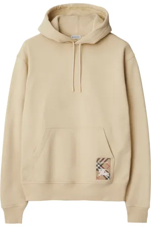 Burberry Felpa in cotone con cappuccio e applicazione a quadri