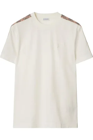 Burberry T-shirt in cotone con bordo a quadri