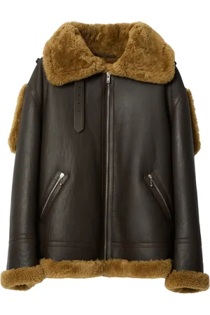 Burberry Giacca in pelle con dettaglio shearling