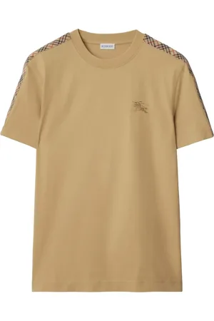 Burberry T-shirt in cotone con bordo a quadri