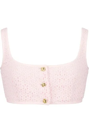 Giambattista Valli Top corto smanicato con ricamo