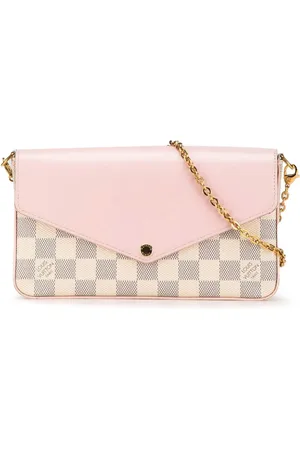 LOUIS VUITTON Borsa a tracolla Felicie in pelle di vitello e tela Damier Azur 2019