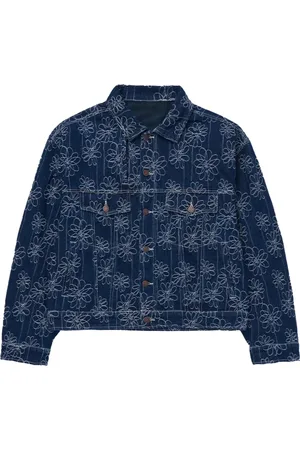 HONOR THE GIFT Giacca denim indaco con effetto jacquard