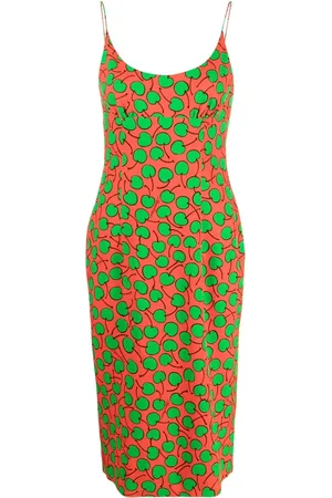 Moschino Abito midi smanicato con stampa mele