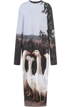 Moschino Abito midi con motivo oca