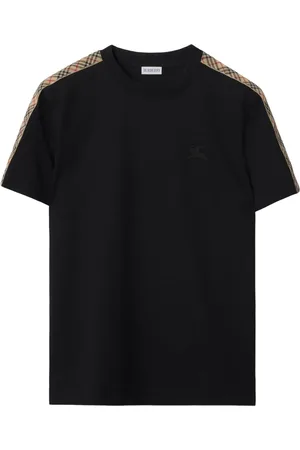 Burberry T-shirt in cotone con bordo a quadri