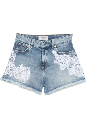 Ermanno Firenze Shorts denim con applicazioni in pizzo