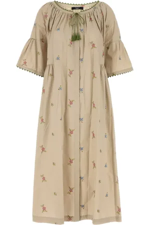 Max Mara Abito Taso con ricamo e maniche a palloncino