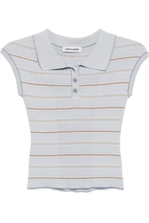 Low Classic Top a righe in maglia piqué con maniche ad aletta