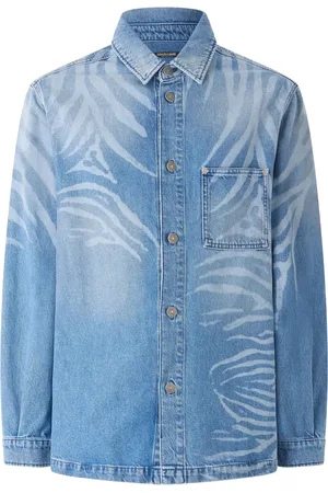 Roberto Cavalli Gonna denim con stampa animalier