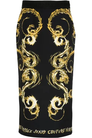 VERSACE Gonna midi con stampa Watercolour Couture