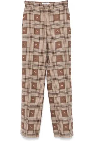 Marine Serre Pantaloni a quadri con motivo jacquard