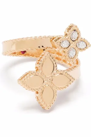 Roberto Coin Anello Princess Flower in oro giallo 18 carati con diamanti