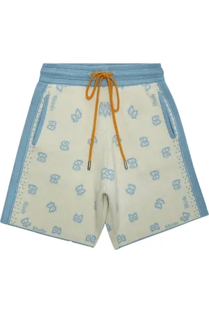 Rhude Short in maglia Banco "Stone Blue/Ivory"