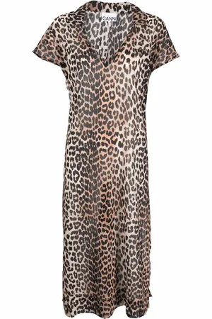 Ganni Abito leopardato in cotone biologico