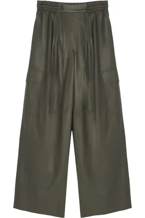YVES SALOMON Pantaloni cargo a gamba ampia in pelle