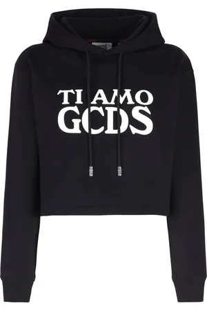 GCDS Felpa con cappuccio crop Ti Amo