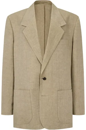 MAN ON THE BOON. Blazer in lino con motivo pied-de-poule