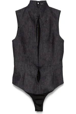 MUGLER Body denim con dettaglio cut-out