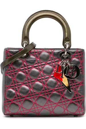 Dior Borsa a tracolla Lady Dior Anselm Reyle media in pelle di agnello metallizzata con motivo Cannage 2011