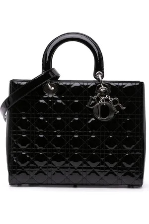 Dior Borsa a tracolla Lady Dior grande con finitura lucida e motivo Cannage 2016