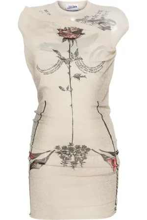 Jean Paul Gaultier Abito corto Tattoo Rose and Bird