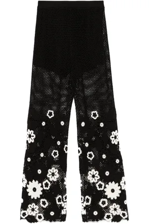 Maje Pantaloni con ricamo a fiori