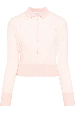 Maison Kitsuné Cardigan plissettato con applicazione baby fox