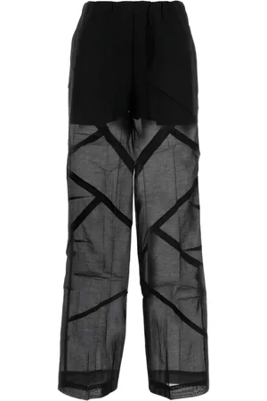 CO Pantaloni a gamba ampia n inserti semi trasparenti