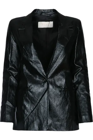 I BLUES Blazer in pelle con effetto stropicciato