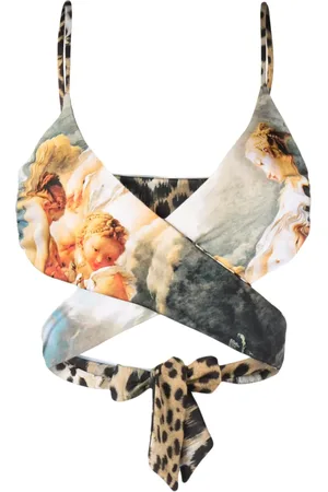 Roberto Cavalli Top bikini reversibile con stampa grafica