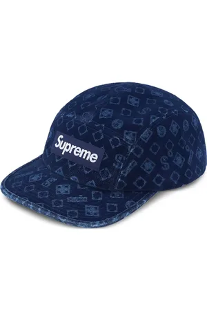 Supreme Cappello da baseball in denim floccato "Blue"