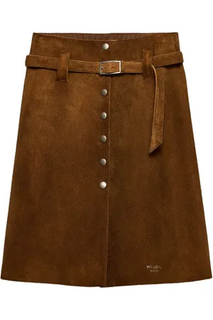 Prada Gonna in pelle scamosciata con bottoni