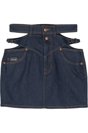 VERSACE Gonna denim con cut-out