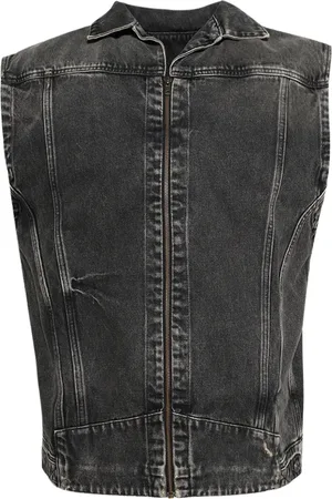 MARTINE ROSE Gilet denim con orlo sfilacciato