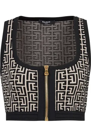 Balmain Top crop con monogramma