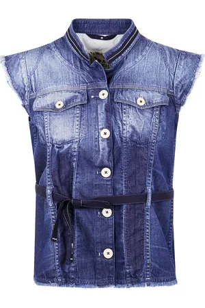 High Gilet denim con cintura