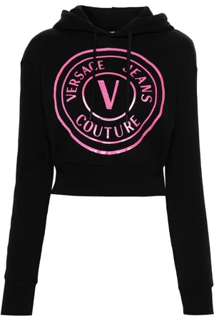 VERSACE Felpa crop con cappuccio