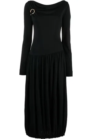 Lanvin Abito midi asimmetrico a maniche lunghe