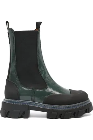 Ganni Leather panelled ankle boots