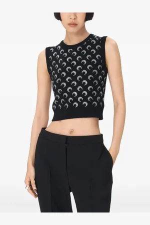 Marine Serre Gilet in maglia con strass