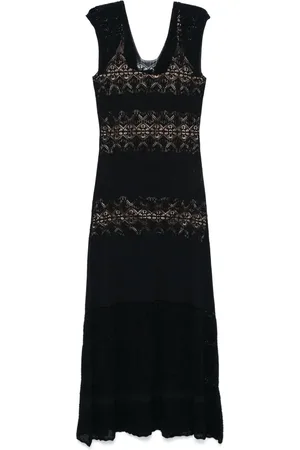 Twin-Set Abito lungo con dettaglio crochet