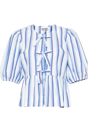 Ganni Blusa a righe con peplum