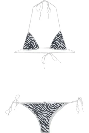 Oseree Top bikini lamé con stampa zebrata