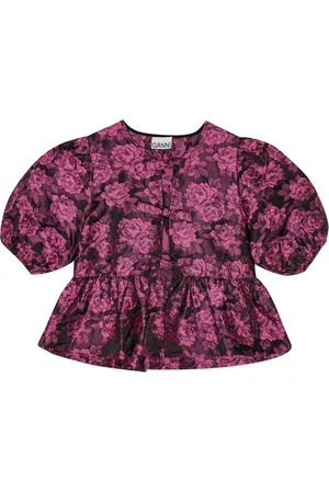 Ganni Top crop con stampa botanica