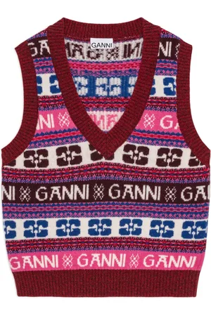 Ganni Maglione smanicato con motivo Fair Isle