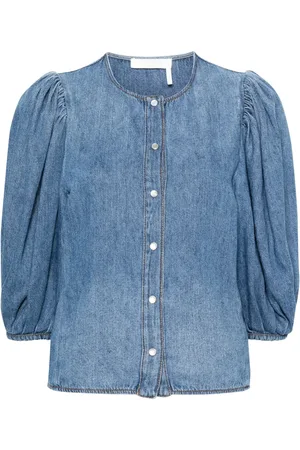Chloé Camicia con maniche a palloncino denim
